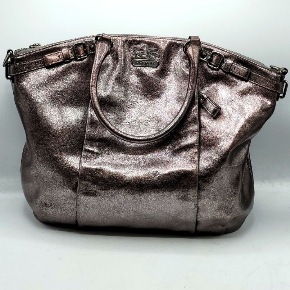 COACH Madison Metallic Leather Lindsey Large Bag - Picture 16 of 16